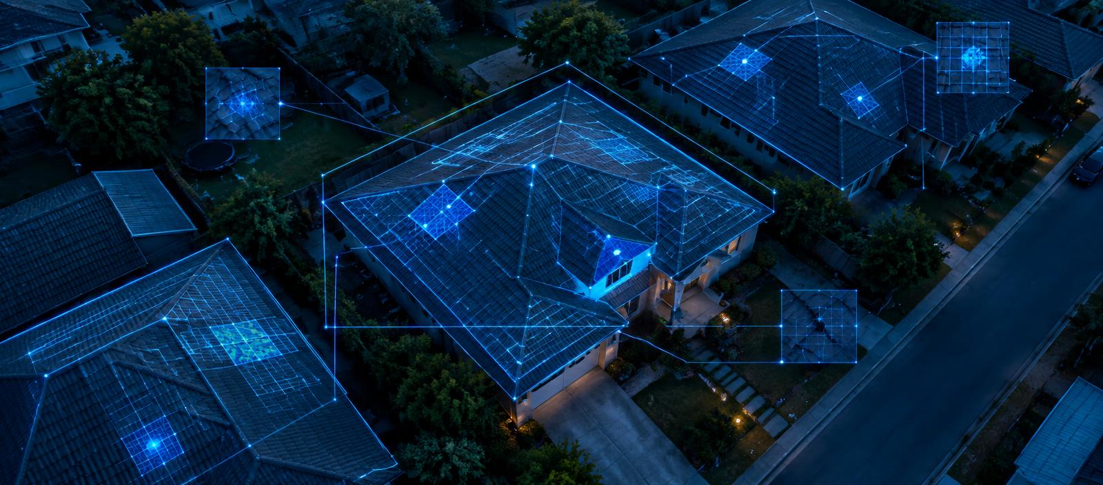 Aerial rooftop damage assessment with AI annotation overlay